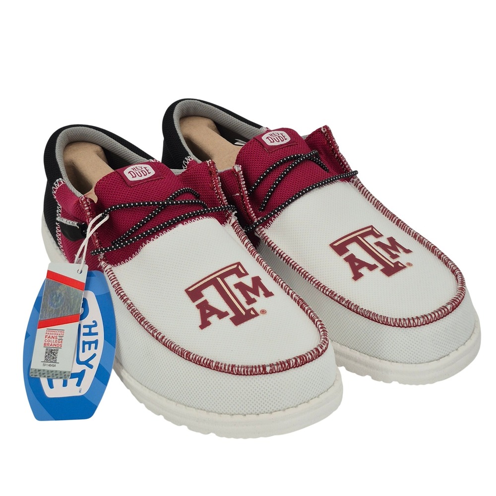 Hey Dude Wally Tri Texas A&M Aggies Shoes Men's Size 11 Burgundy White & Black